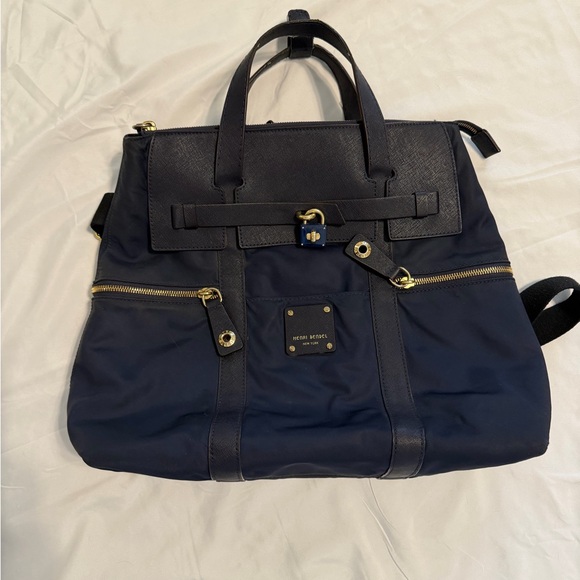Henri Bendel Jetsetter Convertible Backpack Crossbody Tote Navy Blue - Picture 12 of 12